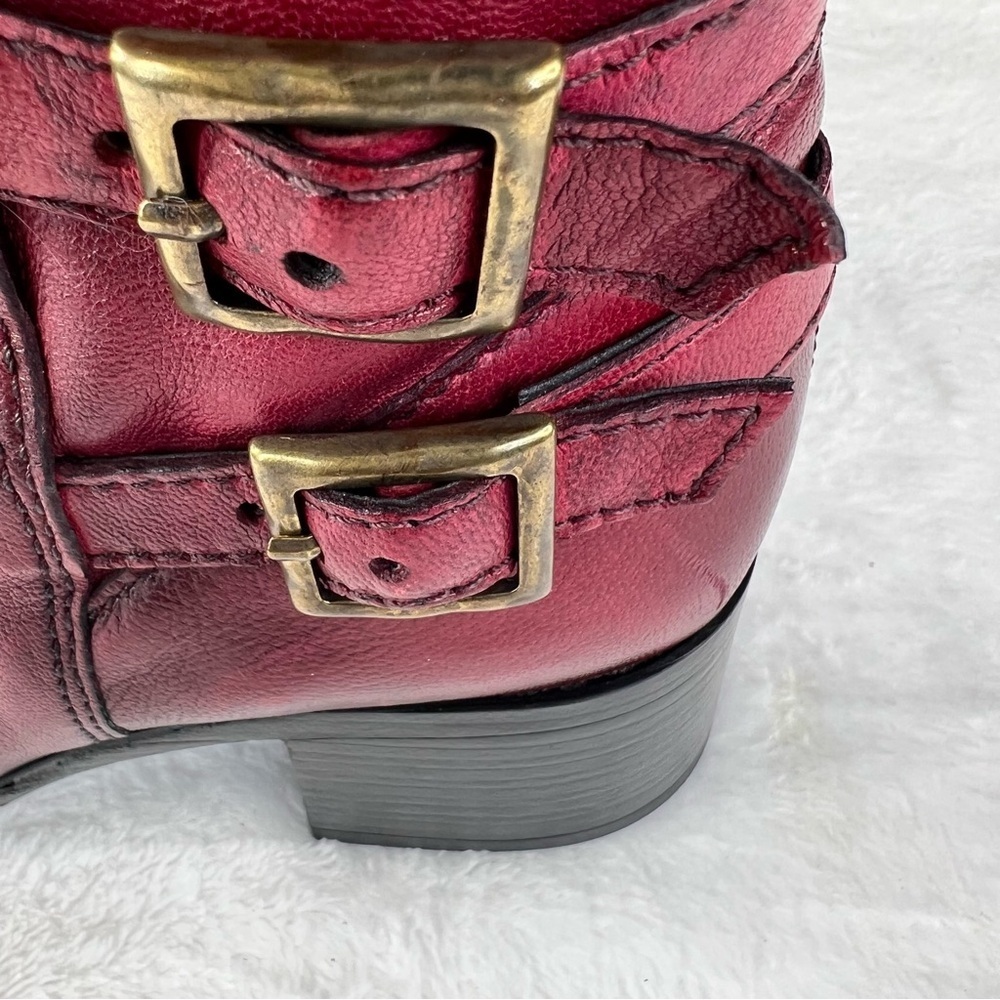 Miz Mooz Leather Buckled Ankle Boots- Macee Crimson Red EU 40 (US 9-9.5) NWOT - Picture 15 of 16